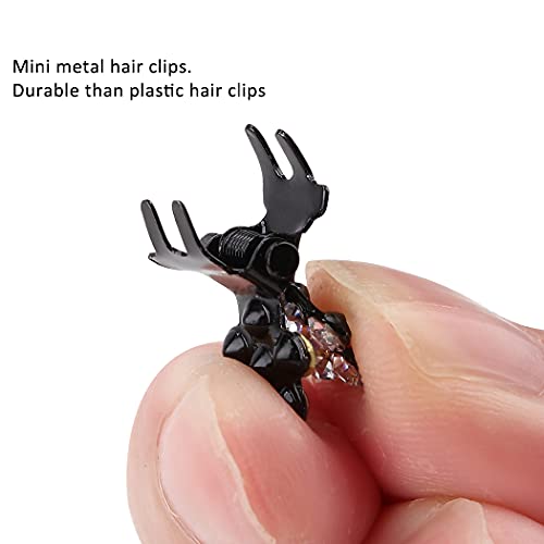 ANBALA 65 piezas Mini Clips para el Cabello Pinza con Dientes Antideslizantes y Brillo de Cristal Blanco miniatura 2