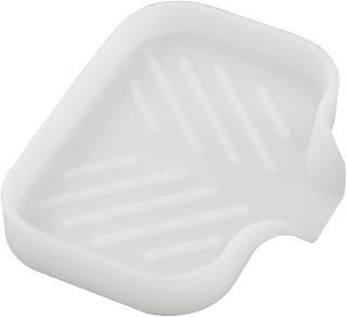 Silicone Bathroom Soap Dishes with Drain Spout-Bathroom and Kitchen Sink Organizer,Sponge Holder,Dish Soap Tray,Perfect for Dispenser,Scrubber,Bottle,Cup on Counter Translucent 4.9"×3.2"