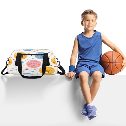 Smiling Face Kids Duffle Bag Boys Girls Small Sport Dance Gym Bag for Overnight Travel Weekender Carry On2