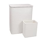 REDMON 4262WH Chelsea Collection Hamper with Matching Square Wastebasket, White