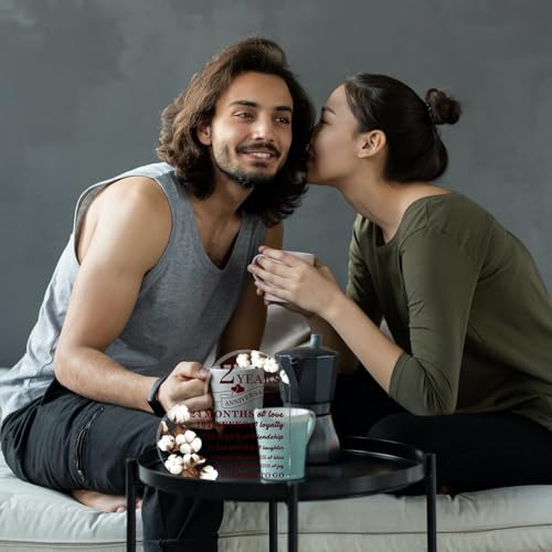 2 Years Anniversary Decor for Him Her Cotton Flower Drawing Print Acrylic Gift 2nd Anniversary Wedding Paperweight Traditional Second Year Marriage for Wife Husband Lover (Cotton Flower)