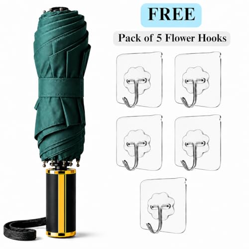 Image of UV Protection Compact Folding Umbrella for Men & Women || Windproof, Waterproof Travel Umbrella with Storage Case || Sun & Rain Protection || Lightweight Portable Umbrella