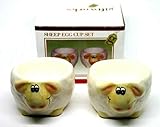6 cm Durchmesser, 4 cm Höhe Giftworks Schaf-Eierbecher-Set 6 x 4 cm Hochwertigste Keramik-Eierbecher, nagelneu und verpackt