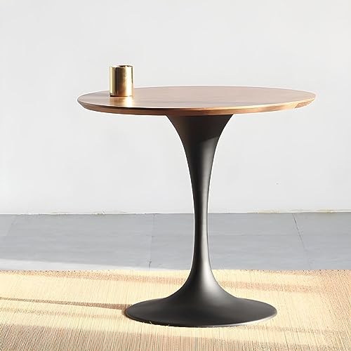 NICOKI Simplicity Round Dining Table, 27.6" W Black Wood Small