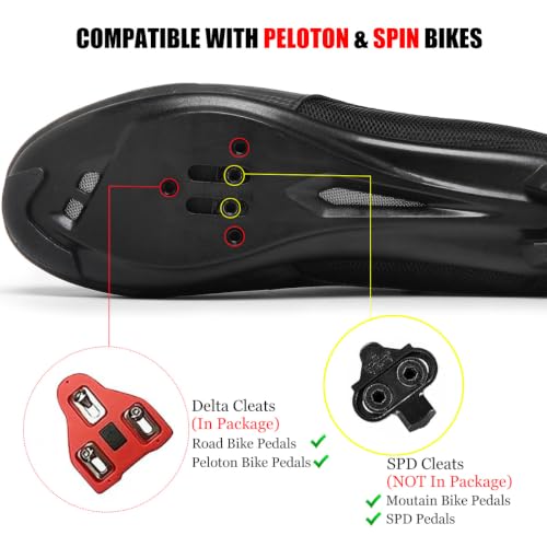 Image of Womens Cycling Shoes Compatible with Peloton Indoor Road Bike Riding Shoes Pre-Installed Delta Cleats Clip Outdoor Pedal