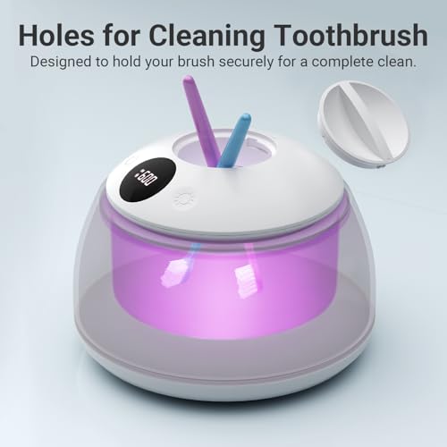 Ultrasonic Retainer Cleaner for Aligners & Dentures, 45kHz Dental Cleaning Machine with Digital Timer, 200ML Stainless Steel Tank, Low Noise Cleaner for Braces, Mouth Guards & Daily Dental Care — view 4