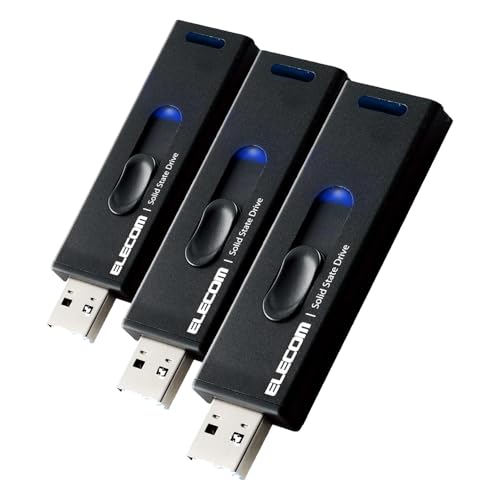 �G���R�� SSD �O�t�� 1TB USB3.2(Gen2) �Ǎ����x500MB/�b �A���~➑� �X���C�h�� �L���b�v���X �yPS5/PS4/�e���r�^�� �Ή��z �u���b�N ESD-EMA1000GBK (× 3)