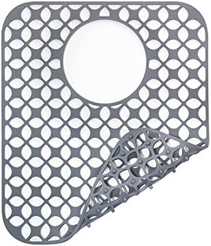 Silicone Sink Protectors for Kitchen Sink, SCITURE Sink Mats for Kitchen Stainless/Ceramic Sinks, Folding Non-slip Drain Grid Accent, Warmth Resistant Kitchen Mats (1PCs, Gray, 13.58 ”x 11.6 ”)