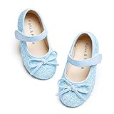 Felix & Flora Toddler Girl Glitter Blue Dress Shoes Size 8 Flower Girl Mary Jane Ballet Flats Wedding Party