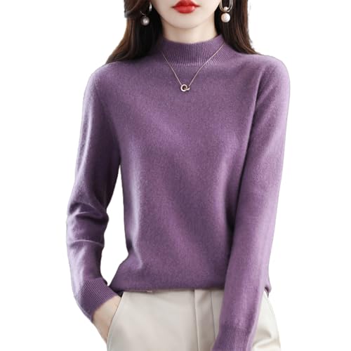 Cashmere Sweaters for Women, 100% Cashmere Half Turtleneck Solid Color Long Sleeve Soft Pullover Sweater