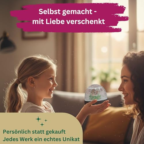 Snowglobe-for-You | Bastelset DIY Schneekugel kompabitel mit FIMO mit 1 x Schnee | Do it Yourself Schneekugelset Kunststoff | Sockel weiß | Form oval 72 x 61mm | 40133