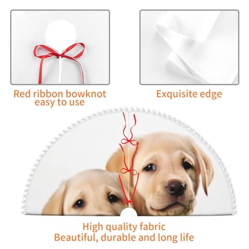 Jupe de sapin Labrador avec pompons 122 cm pour décor de Noël - 7