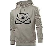 Generisch Sudadera con capucha de tiburón en gafas de buceo con snorkel cruzado para hombre, gris, XL