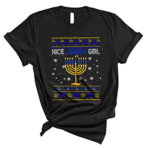 Nice Jewish Girl Cute Hanukkah Christmas Sweater Girls Jewish Menorah Lover Gifts Unisex T-Shirt