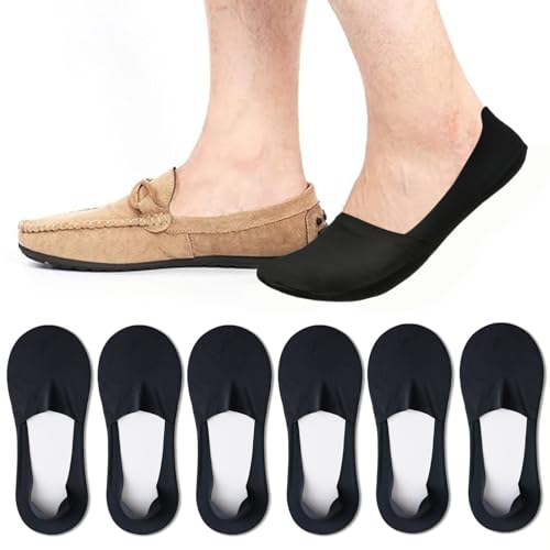 Caudblor 6 Paires Chaussettes Sport pour Hommes Protège-Pied Polyvalentes Toujours Adaptées Invisible Coton Noir 40-43