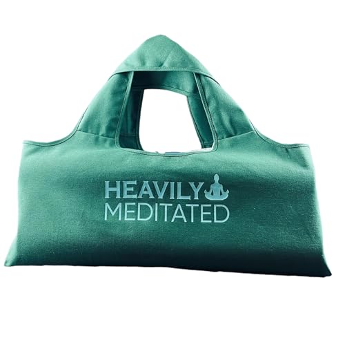 Wild Essentials Yoga Bag, Balance, Exercise tote, large mat carrier with shoulder strap and inside pocket, fits most yoga mats, Rugged 10 ounce, recycled cotton canvas (Green-Heavily Meditated)