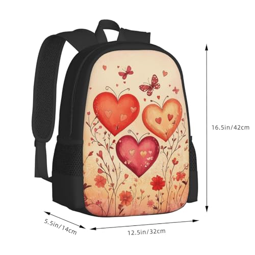 Cartoon Heart Cute Valentine's Decor Backpacks Minimalist Backpack for Men and Women with Fun Graphic Cartoon Print 16.5" for Camping Touring2
