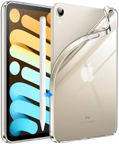 JETech Transparente Hülle für iPad mini A17 Pro/6. Gen, Klar | Für 8,3" 2024/2021 Modell, Weiches Transparentes TPU, Schlanker Stoßschutz, Pencil Aufladen Unterstützt