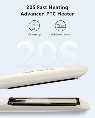 Image of Annlary Hair Straightener 1 Inch Flat Iron and Curler 2 in 1 Titanium Ceramic Ionic Dual Voltage Straightener with Heat-Resistant Silicone, for Less Frizz, Shinier & Smoother