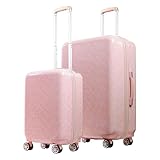 FUL Hello Kitty 2-Piece Rolling Luggage Set, Hardshell Suitcases with Spinner Wheels, 21 and 29 Inch, Pink