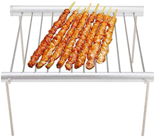 Tragbarer Edelstahl-Campinggrill, Faltbarer Holzkohlegrill-Grill Langlebige Grillplatte Für Grill, Camping, Garten, Überleben
