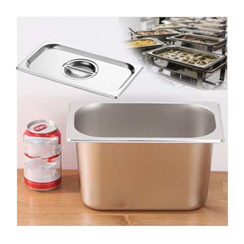NJDQFA Mahlzeit Zutatenbehälters,Edelstahl Gastro Behälter GN Spülmaschinenfest,Stapelbar Tief Gastronormbehälter,1/4（26.5 * 16.5）,15cm1.2side