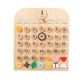 SIzlaho 木製 子供用 楽しいカレンダー マグネット式 カレンダーボード 天気記録 時間 年 月 日 啓蒙 早期教育 日付リマインダー 壁掛け 装飾 撮影 装飾品 おもちゃ ペンダント 幼稚園 認知 教育 補助 ギフト (E)