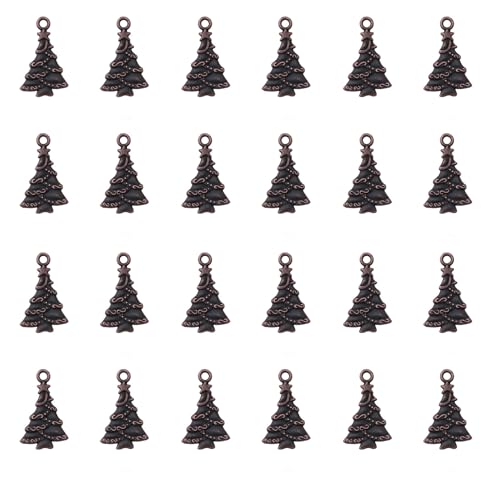 Breloques sapin de Noël en métal vieilli, pendentifs ciselés de qualité pour bijoux durables