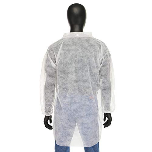 West Chester 3512 Standard Weight Lab Coat - Large, White, Polypropylene Lab Coat with Snap Closure, Collar, Elastic Wrist - Thumbnail 3