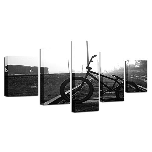 Image sur verre vélo tableau salon déco moderne intissée 5 pièces