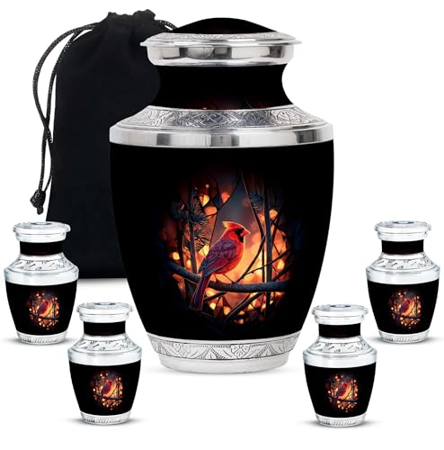 Image of Cardinal Bird Urn - Keepsake Urns for Human Ashes Adult Female Mom - Memorial Funeral Urn - Small Cremation Urns - Combo of 10 Inch & 3 Inch