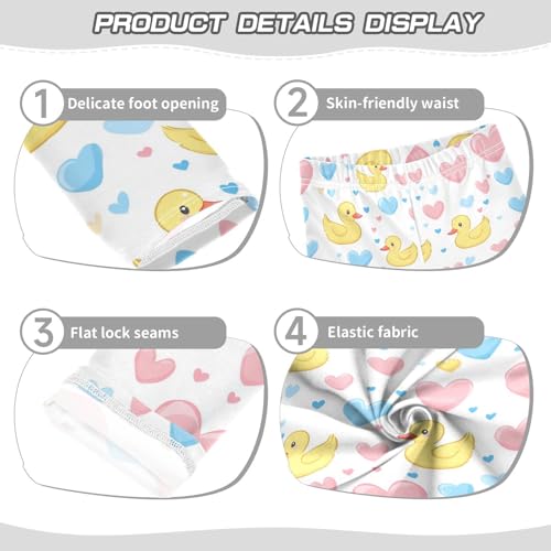 Yellow Ducks Girls' Leggings Toddler Doodles Pink Blue Hearts Kids Yoga Pants Dance Active Tights 4T3