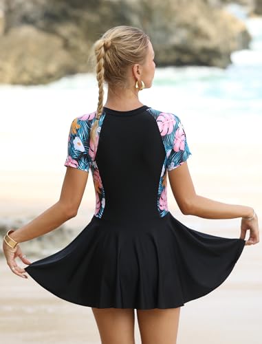Rash Guard for Women Short Sleeve One Piece Swimsuit UV UPF 50+ Swim Shirt Bathing Suit Modest Swimwear2