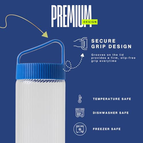 Image of United Colors of Benetton 750ML Glass Water Bottle with Anti Slip Silicone Base, Leak-Proof, BPA-Free, Durable, Odor-Free, Eco-Friendly Hydration Bottle for Home, Gym & Travel