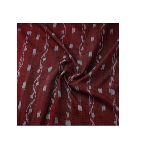 Image of Premium Sambalpuri Ikat Weave Pure Handloom Cotton Shirt Fabric Authentic Odisha Traditional Tie-Dye Craft, Soft & Breathable Natural Cotton Material for Custom Tailoring, Casual & Formal Wear