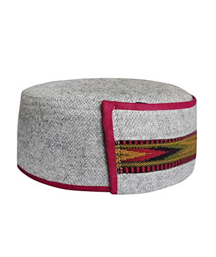Image of Vastraa Fusion Himachali Topi for Men | Nepali Headwear | Traditional Kullu Cap | Pahadi Topi | Kashmiri Hat | Wool Handcrafted Ethnic Wear