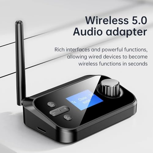 Image of MICROWARE Bluetooth Receiver and Transmitter, Bluetooth 5.4, Support 2 Headsets Simultaneously, 3.5mm AUX, Optical, Coaxial, TF Card Plug-Play, for TV /PC /Home Stereo /Headset /Speaker /Mp3 /Mp4