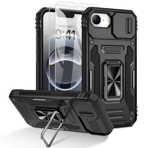 Doeshine für iPhone 16e Hülle 2025, Handyhülle mit 2 Stück Displayschutzfolie & Kameraschutz, 360° Rotate Ring Ständer, Robust Outdoor Fallschutz Case Militär Schutzhülle für iPhone 16e (Schwarz) Doeshine für iPhone 16e Hülle 2025, Handyhülle mit 2 Stück Displayschutzfolie & Kameraschutz, 360° Rotate Ring Ständer, Robust Outdoor Fallschutz Case Militär Schutzhülle für iPhone 16e (Schwarz)