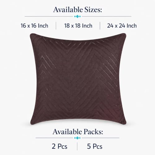Image of RD TREND UltraSonic Microfiber Cushion Covers, 60 x 60 cm /24 x 24 inches, Set of 2, 250 TC,Back Zipper (Coffee)