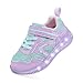 YESKIS Toddler Girls Light Up Shoes LED Flashing Lightweight Mesh Breathable Adorable Running Sneakers for Little Kid Purple 11