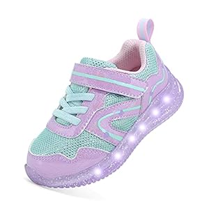 YESKIS Toddler Boys Girls Light Up Shoes LED Flashing Lightweight Mesh Breathable Adorable Running Sneakers for Toddler and Little Kid