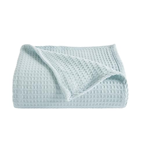 Better Trends 100% Cotton Waffle Weave Throw Blanket for Couch, Bed, Sofa All Season 108"X90" King Blankets Soft Woven Lightweight Breathable Cozy Bedroom Décor Light Blue Janiya Waffle Collection by Better Trends - Used condition - US$97.30