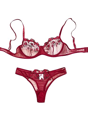 Lilosy-Sexy-Floral-Embroidered-Flower-Mesh-Underwire-Push-Up-Lingerie-Set