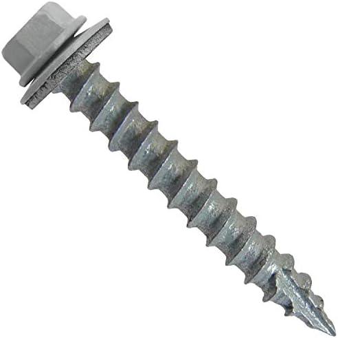 #14 Metal Roofing Screws: (250) Screws x 1-1/2" Light Gray Hex Washer Head Sheet Metal Roof Screw. Self Starting/Tapping EPDM Washer. Colored Head for Corrugated Roofing