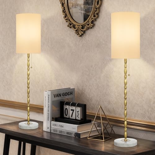 31" Tall Skinny Gold Buffet Lamps