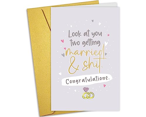 Nchigedy Funny Marriage Congratulations Card, Rude Engagement Card for Friend, Hilarious Wedding Cards, Looking at you two get married