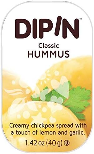 Sheffa DipIn Hummus Dip Spread. Natural chickpeas hummus travel snack pack size, 1.42 ounce (pack of 12) - vegan, kosher, gluten free, no MSG, non-GMO, no trans fat, no cholesterol