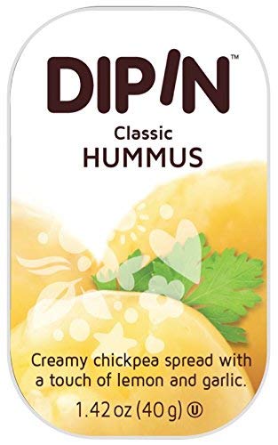 Sheffa DipIn Hummus Dip Spread. Natural chickpeas hummus travel snack pack size, 1.42 ounce (pack of 12) - vegan, kosher, gluten free, no MSG, non-GMO, no trans fat, no cholesterol