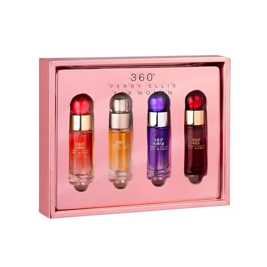 Perry Ellis 360° Women mini gift set - 4-pack of .25 fl oz EDP travel sprays (360° Women, 360° Coral, 360° Purple, 360° Red)