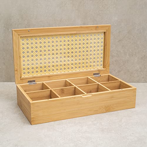 CAIXA DECORATIVA PALHA INDIANA E BAMBU 8 NICHOS - OIKOS